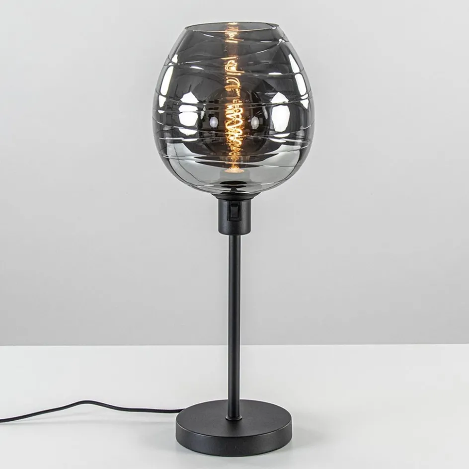 Tafellamp Fantasy op stang zwart + smoke glas>Straluma