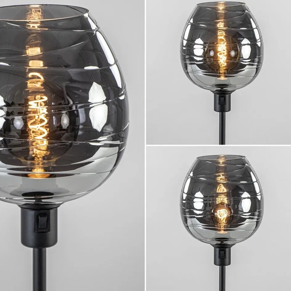 Tafellamp Fantasy op stang zwart + smoke glas>Straluma