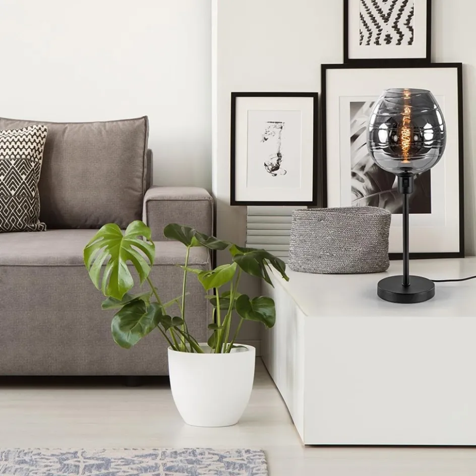 Tafellamp Fantasy op stang zwart + smoke glas>Straluma