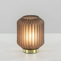 Tafellamp Ivot mat koffie met messing op batterij>Straluma