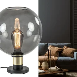 Tafellamp Lazise 25cm zwart/smoke/goud><noscript><img width=