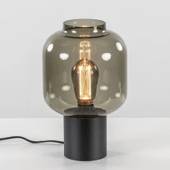 Tafellamp Lett zwart + smoke glas 20cm>Straluma Hot