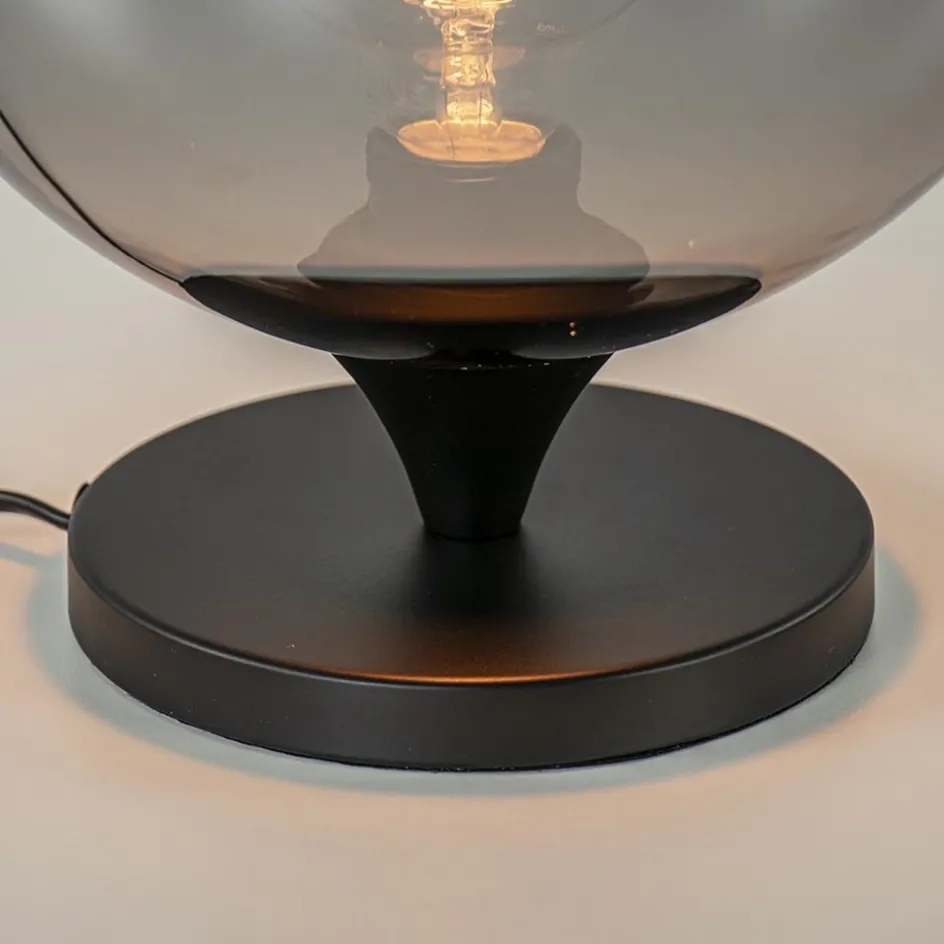 Tafellamp mat zwart met smoke glas 25 cm>Straluma New