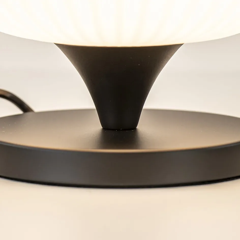 Tafellamp mat zwart met wit glas>Straluma Clearance