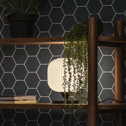 Tafellamp mat zwart met wit glas><noscript><img width=