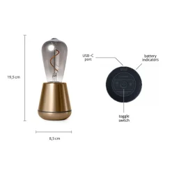 Tafellamp met oplaadbare batterij goud/smoke dimbaar>Straluma Discount