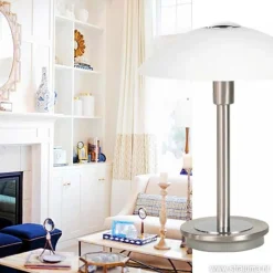 Tafellamp nikkel touchdimmer slaapkamer><noscript><img width=