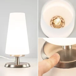 Tafellamp nikkel/glas met touchdimmer><noscript><img width=