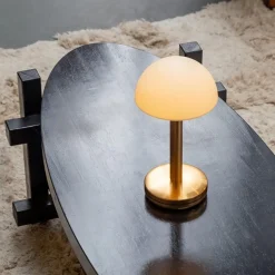 Tafellamp op accu gold/frosted IP65><noscript><img width=