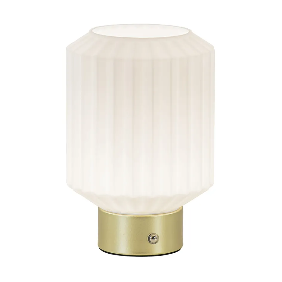 Tafellamp op batterij wit/goud 3-standen dimbaar>Straluma