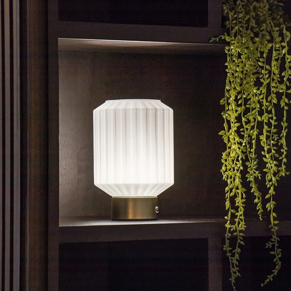 Tafellamp op batterij wit/goud 3-standen dimbaar>Straluma