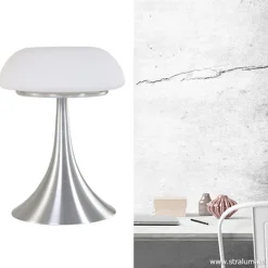 Tafellamp Purissima staal met opaal glas><noscript><img width=