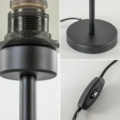 Tafellamp zwart met smoke glazen bol><noscript><img width=