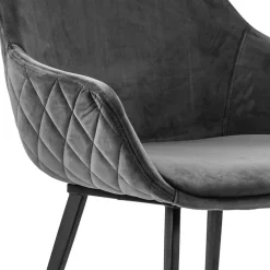 Trendy armstoel velvet grey met zwart metalen poot><noscript><img width=