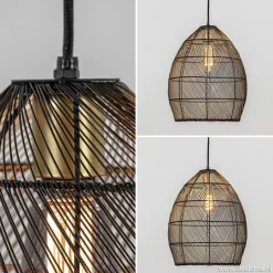 Trendy draad hanglamp Meya zwart/goud><noscript><img width=