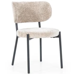 Trendy eetkamerstoel gemêleerd taupe met zwarte poot>Straluma