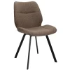 Trendy eetkamerstoel stof bruin met zwarte poot>Straluma Online