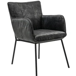 Trendy eetkamerstoel velours antraciet met armleuning>Straluma Outlet