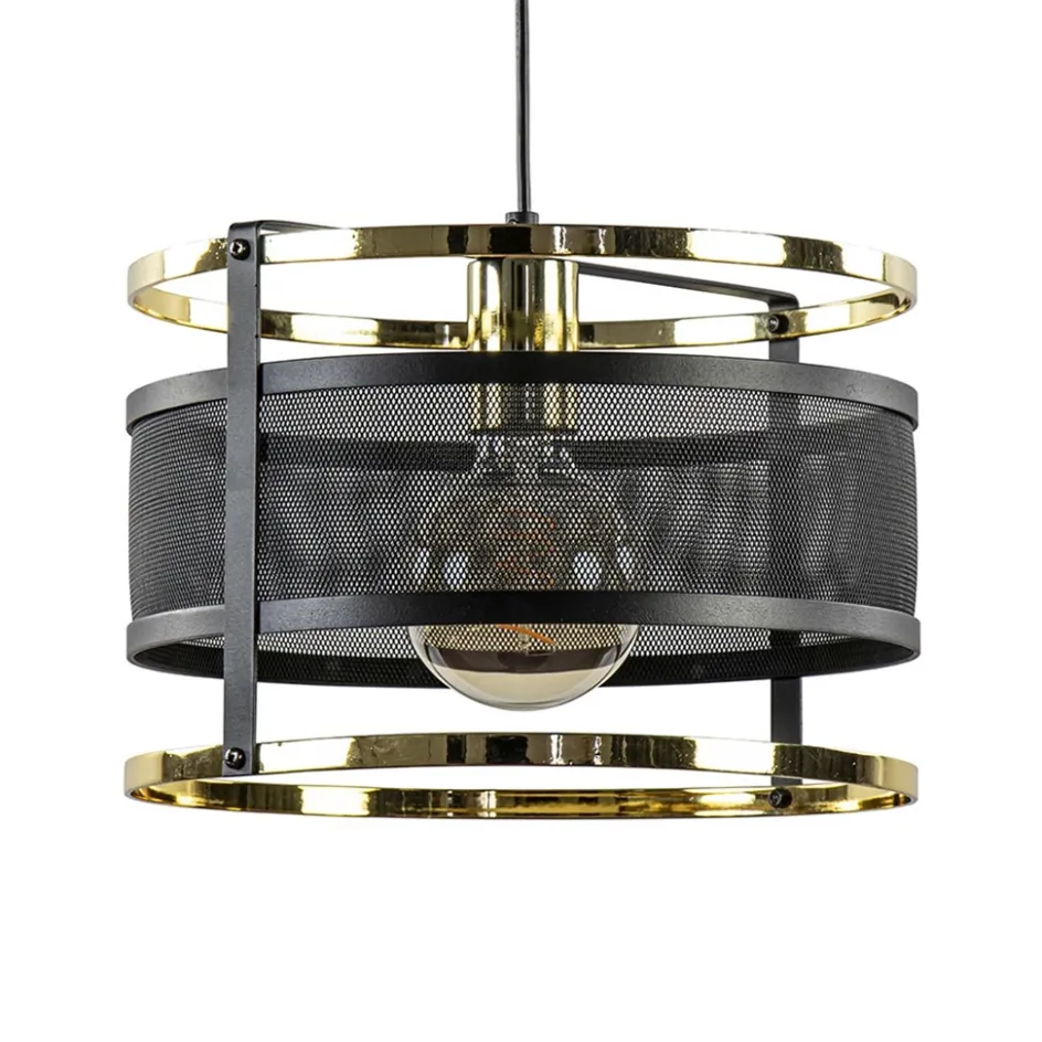 Trendy hanglamp mat zwart met hoogglans goud>Straluma Best