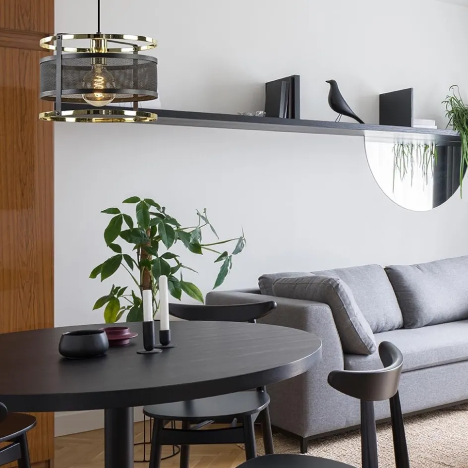 Trendy hanglamp mat zwart met hoogglans goud>Straluma Best