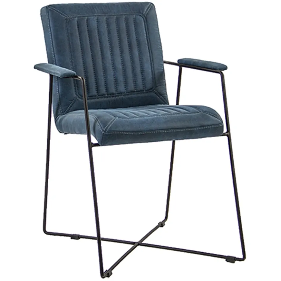 Trendy moderne eetkamerstoel metaal/stof>Straluma