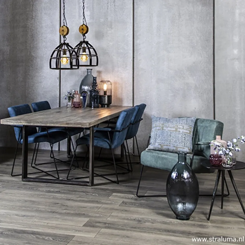 Trendy moderne eetkamerstoel metaal/stof>Straluma