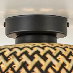 Trendy plafondlamp bamboe naturel/zwart><noscript><img width=