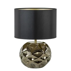 Trendy tafellamp keramiek goud met zwarte kap>Straluma Outlet