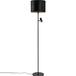 Trendy vloerlamp met kap zwart met goud>Straluma Clearance