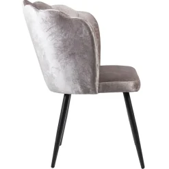 Velvet roze eetkamerstoel met zwart metalen pootjes><noscript><img width=