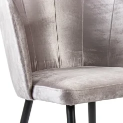 Velvet roze eetkamerstoel met zwart metalen pootjes><noscript><img width=