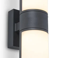 Verstelbare LED buitenlamp 2-lichts cilinder donker grijs>Straluma