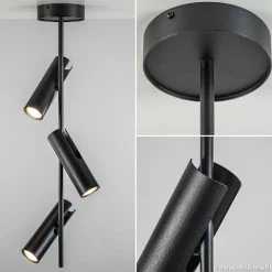 Verstelbare 3-lichts plafondspot zwart metaal><noscript><img width=