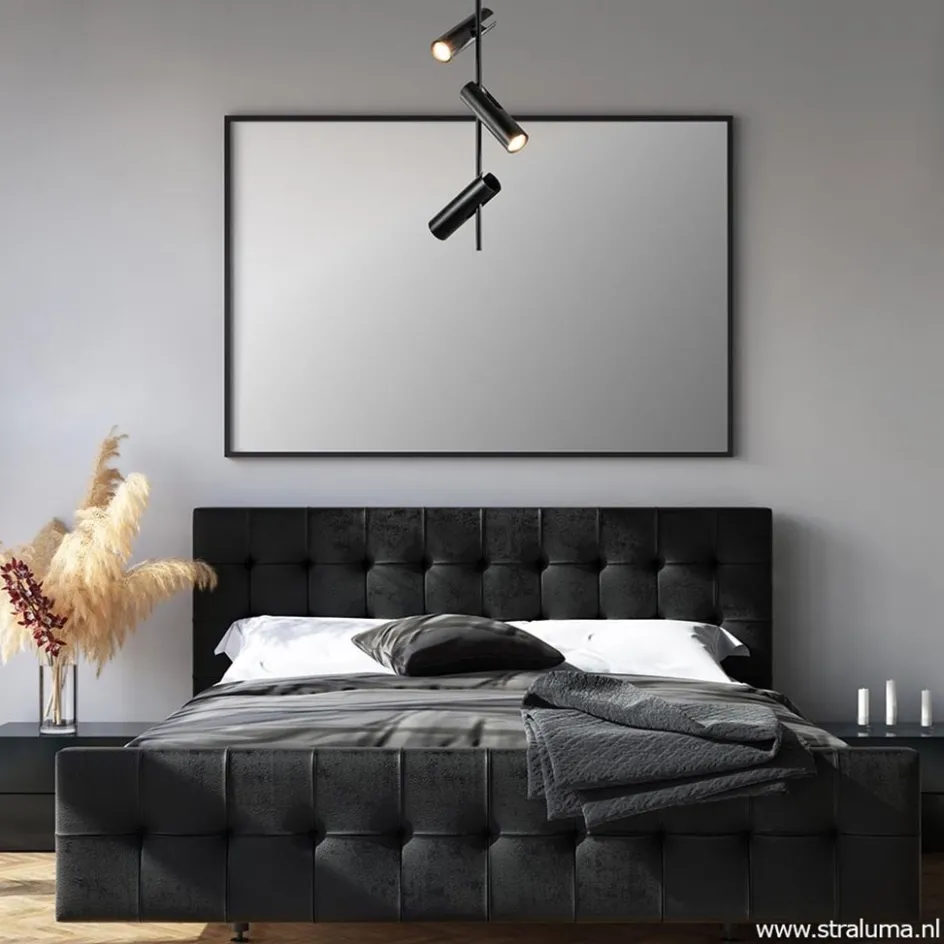 Verstelbare 3-lichts plafondspot zwart metaal>Straluma Best