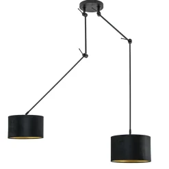 Verstelbare 2-lichts plafondlamp met velvet zwarte kappen>Straluma Best