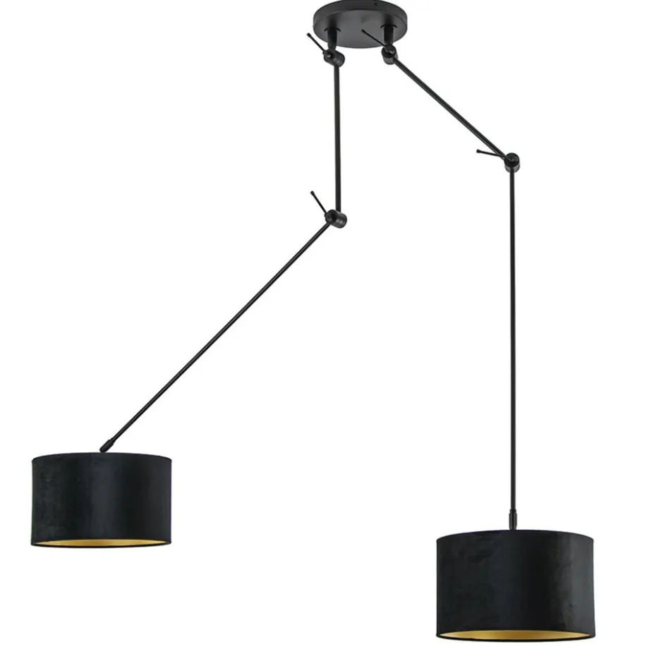 Verstelbare 2-lichts plafondlamp met velvet zwarte kappen>Straluma Best