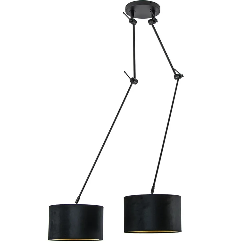 Verstelbare 2-lichts plafondlamp met velvet zwarte kappen>Straluma Best