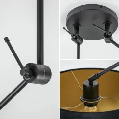 Verstelbare 2-lichts plafondlamp met velvet zwarte kappen><noscript><img width=