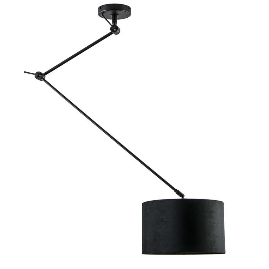 Verstelbare plafondlamp zwart met velourse kap>Straluma Online