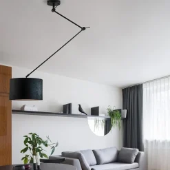 Verstelbare plafondlamp zwart met velourse kap><noscript><img width=