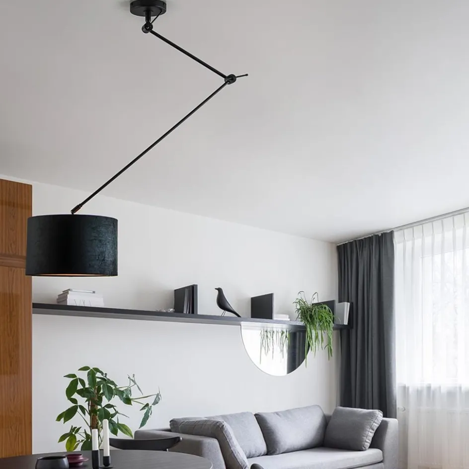 Verstelbare plafondlamp zwart met velourse kap>Straluma Online