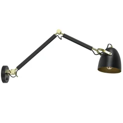 Verstelbare wandlamp mat zwart met gouden details>Straluma Clearance