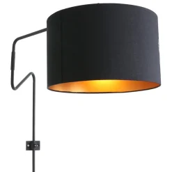 Verstelbare wandlamp met zwart/gouden kap>Straluma Outlet