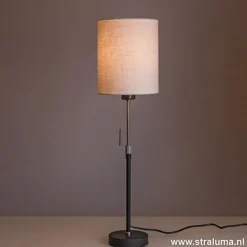Verstelbare zwarte tafellamp met kap>Straluma