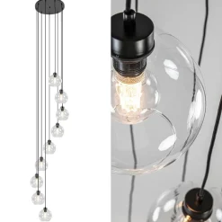 Videlamp / multipendel 9L zwart helder bolglas><noscript><img width=