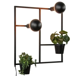 Vierkant wandrek met plantenpotten en E27 fittingen>Straluma