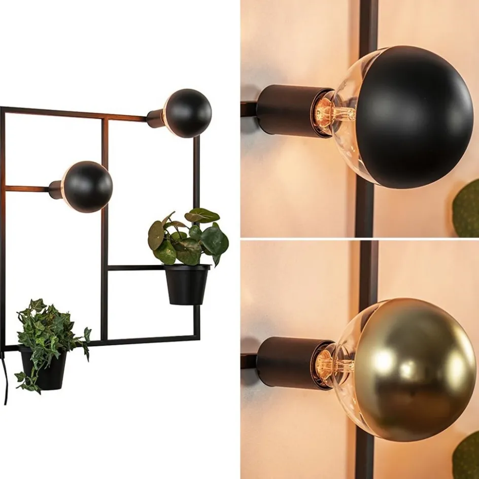 Vierkant wandrek met plantenpotten en E27 fittingen>Straluma