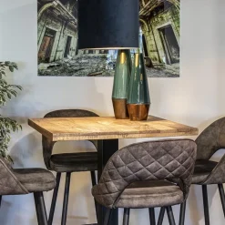 Vierkante bartafel mangohout 80x80 cm met zwarte poot><noscript><img width=