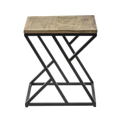 Vierkante bijzettafel zwart met mango hout>Straluma Outlet