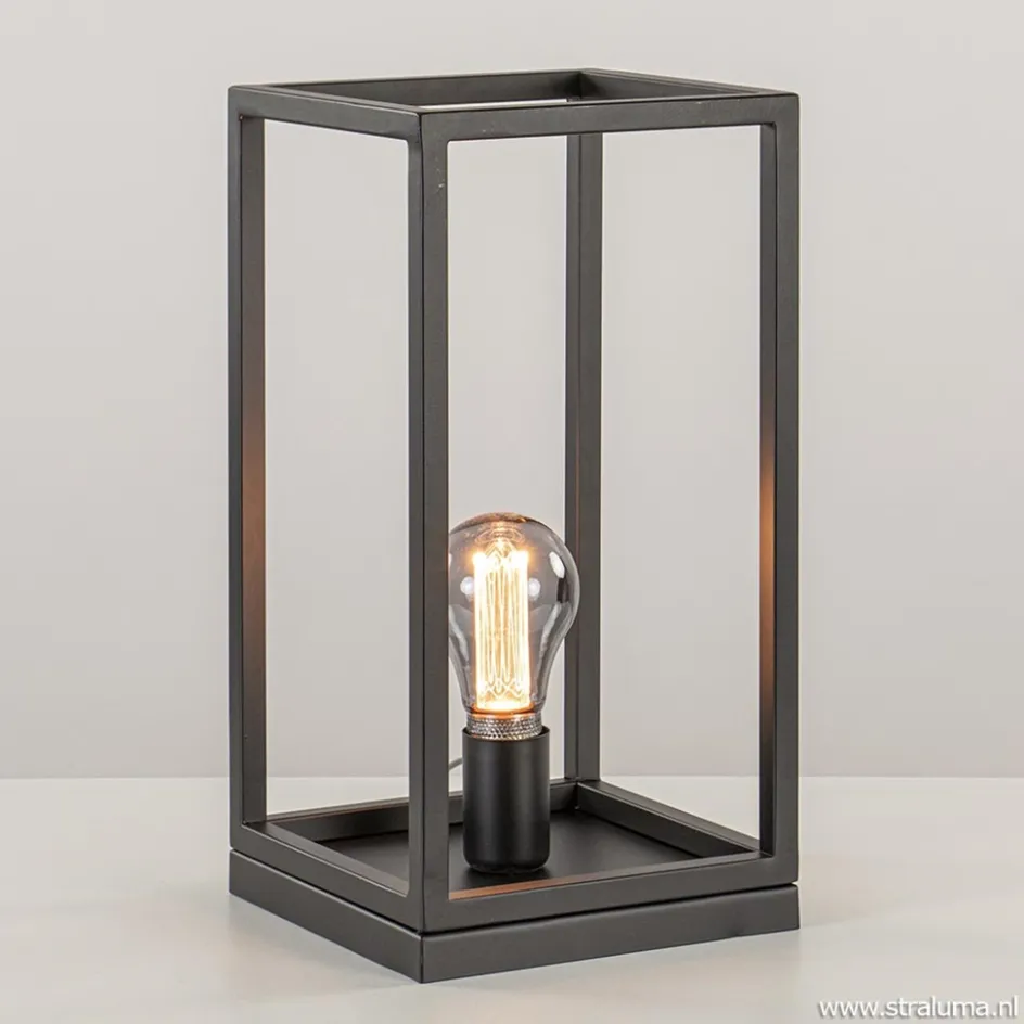 Vierkante tafellamp frame zwart modern>Straluma New